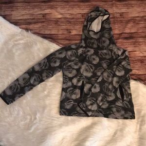 Cowl neck rose hoodie